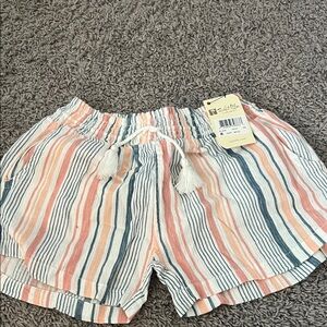 Salt Life High Waist Striped Shorts - Coral, Navy, White